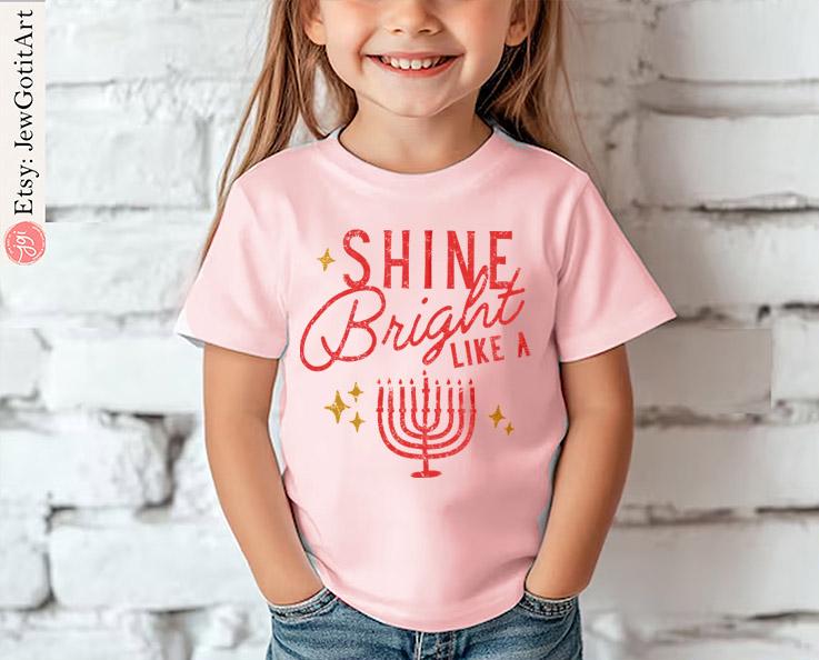 Menorah Hanukkah Sweatshirt Tshirt Menorahs woman Shine bright like jewish gift Israel Design Jewish Shirt Chanukah Israeli Artist Holiday