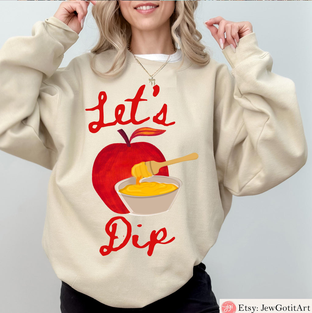 Shana Tova Shirt Let’s Dip Rosh Hashanah Tee Apple Honey Jewish New Year Shirt Hebrew Israel Gift Rosh Hashana Gift Am Yisrael Chai T-Shirt