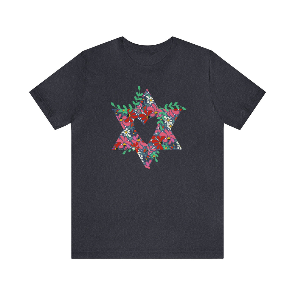 Flower Star David Shirt Unisex Jersey Short Sleeve Graphic Tee, vintage, israel, art, jewgotitart, jewish gift Israelite, Israeli Pride Jew