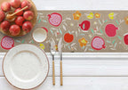 Rosh Hashanah Table Runner, Jewish gift, Jewish holiday, Israel, pomegranates, apple honey, jewish gift, jewish art, shana tova, table decor