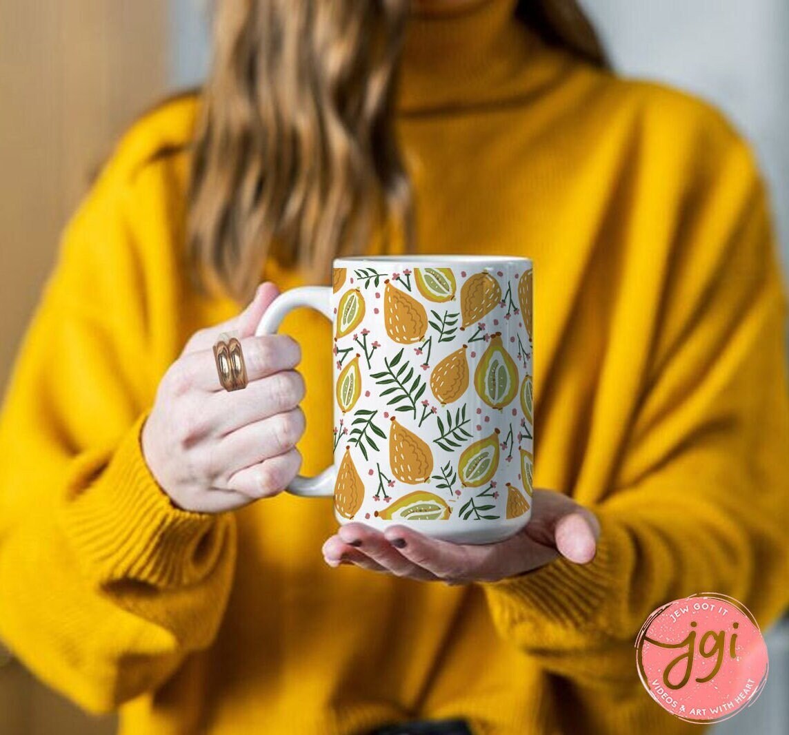 Sukkot Etrog Mug, art, Mug, tea cup, coffee cup, Ceramic Mug 11oz 15oz, morning mug, Israel, Jewish gift, coffee mug, feast of tabernacles