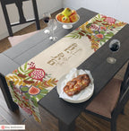 Personalized Shabbat Shalom Table Runner, Jewish gift shabbos, Israel 7 species of Israel fruits flowers, jewish gift israel art, customized