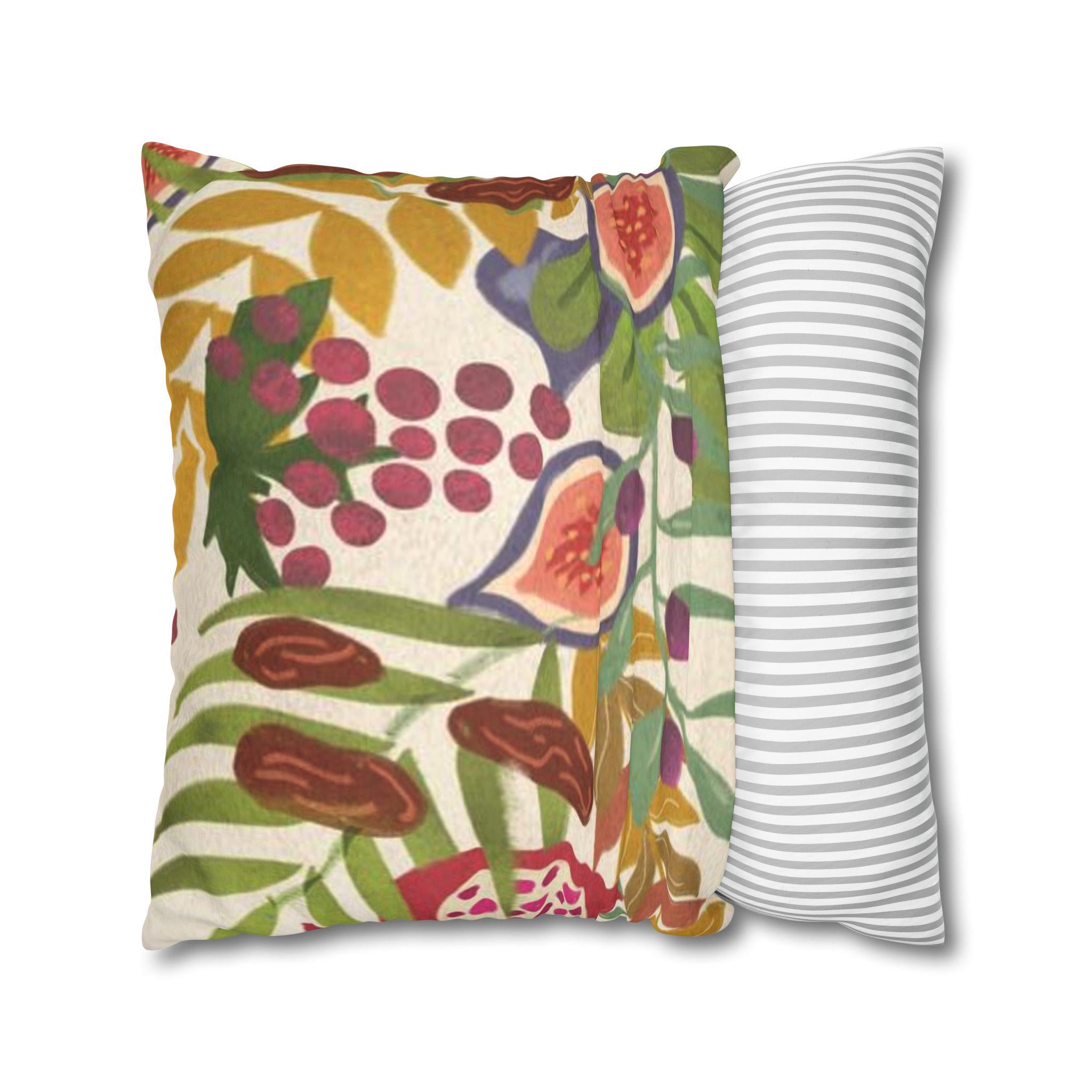 Israel Patterns Pillowcase Faux Suede Square home decor pillow couch modern pattern gift idea fruit flowers Rosh Hashanah Pillowcases Art