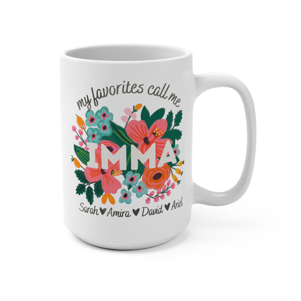 Personalized Imma Mothers Day Flower Mug 11oz 15oz Savta  jewish art coffee Ceramic Mugs Israel jewish gift Mother mom gifts Flowers Israeli