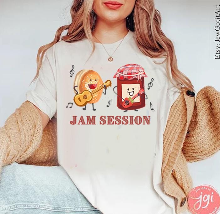 Let’s Jam Shirt | Hanukkah Shirt, kid Sweatshirt, Hoodie Unisex Jewish Gift Israel Art T-Shirt Jelly Donut Sweatshirt for Kids, Men & Women
