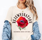 ReJEWvination Tshirt unisex Shirt woman man shirt, jewish gifts Israel Art Design Jewish Shirt Hanukkah Israeli Artist Kalanit red flower