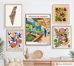 Jerusalem Market Wall Art 2 Set Mahane Yehuda Shuk Print Israel Poster Print Jewish Kitchen Fruit Am Yisrael Chai Gift Israeli Artist Decor