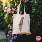 Israel Fruits & Produce State Shape 7 species Israel fruit tote bag, cotton bag Israeli Artist everyday bag jewish gifts Gift for her Purim