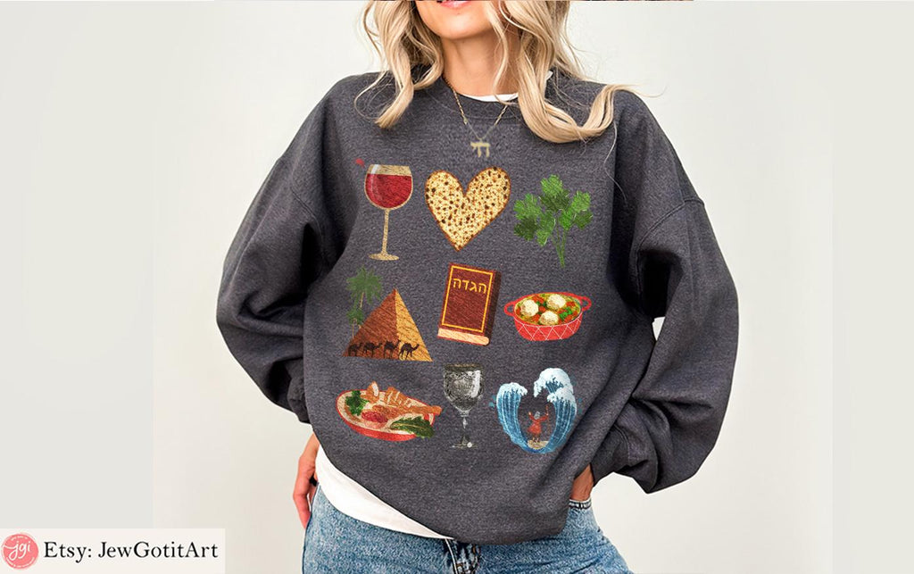 Passover T-Shirt for Men & Women Graphic Tee, Jewish Holiday Shirt Pesach Shirt Am Yisrael Chai Passover Gift Jewish Apparel Moses Matzah