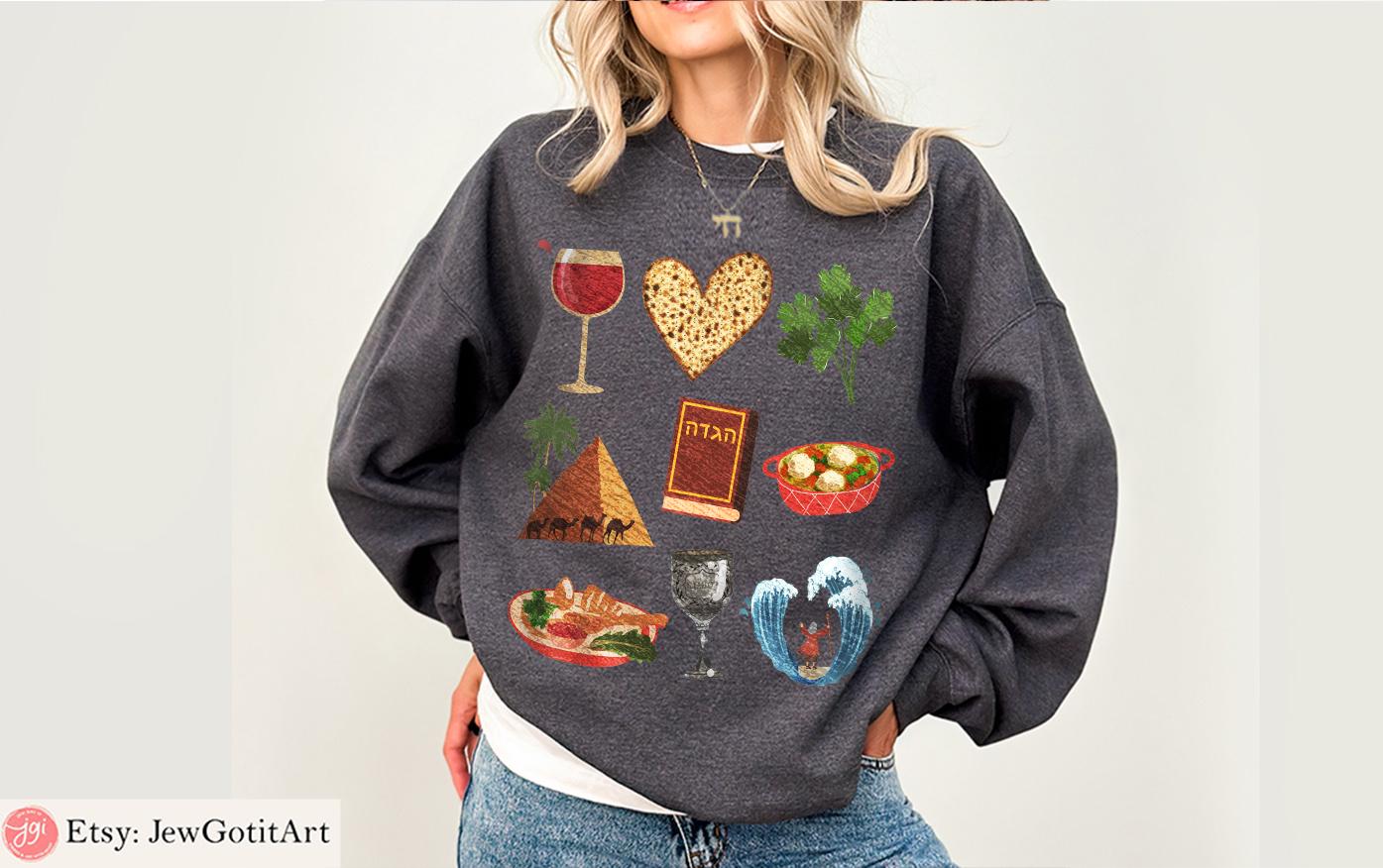 Passover T-Shirt for Men & Women Graphic Tee, Jewish Holiday Shirt Pesach Shirt Am Yisrael Chai Passover Gift Jewish Apparel Moses Matzah