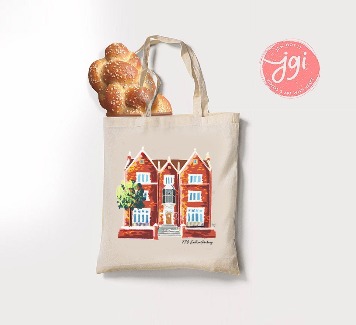 CHABAD 770 Bag, Eastern Parkway, Tote bag, cotton canvas bag, Tote bag, Aesthetic tote bag, Aesthetic, Gift for her, rebbe, Art, Jewish