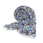 Evil Eye Hamsa Scarf Light Headwrap Pattern Fabric Hair Covering Jewish Women’s Accessories Israeli Artist Design Am Yisrael Chai Eyes Art