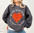 We Will Never Forget One Nation One Heart Sweatshirt T-Shirt Never Again is Now Am Yisrael Chai Sweatshirt Heart Graphic Tee Jewish Tshirt