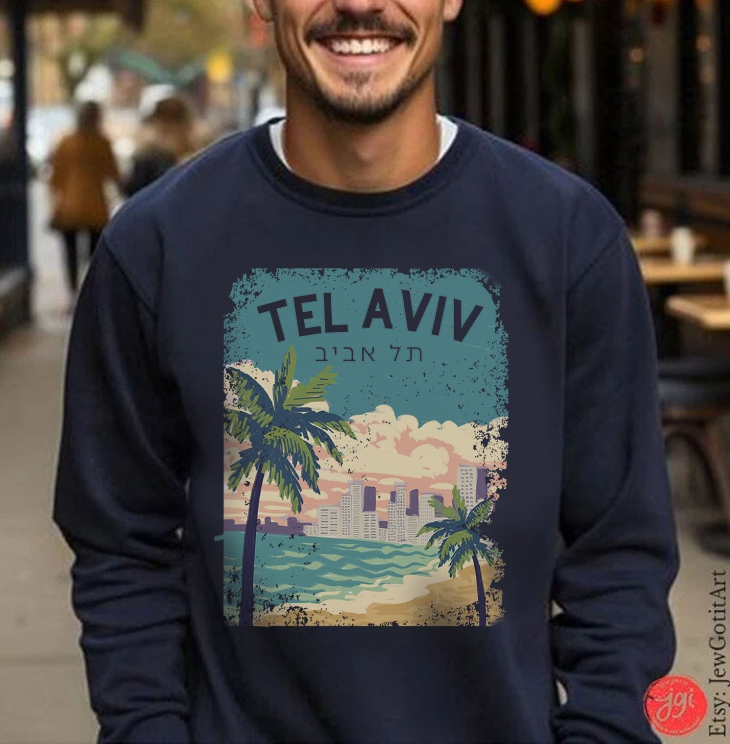 Tel Aviv Beach Sweater Unisex Trendy tee Israeli Artist Israel Art Jewish Passover Support Israel Flowers Nature Gift Gifts Sweatshirt TLV