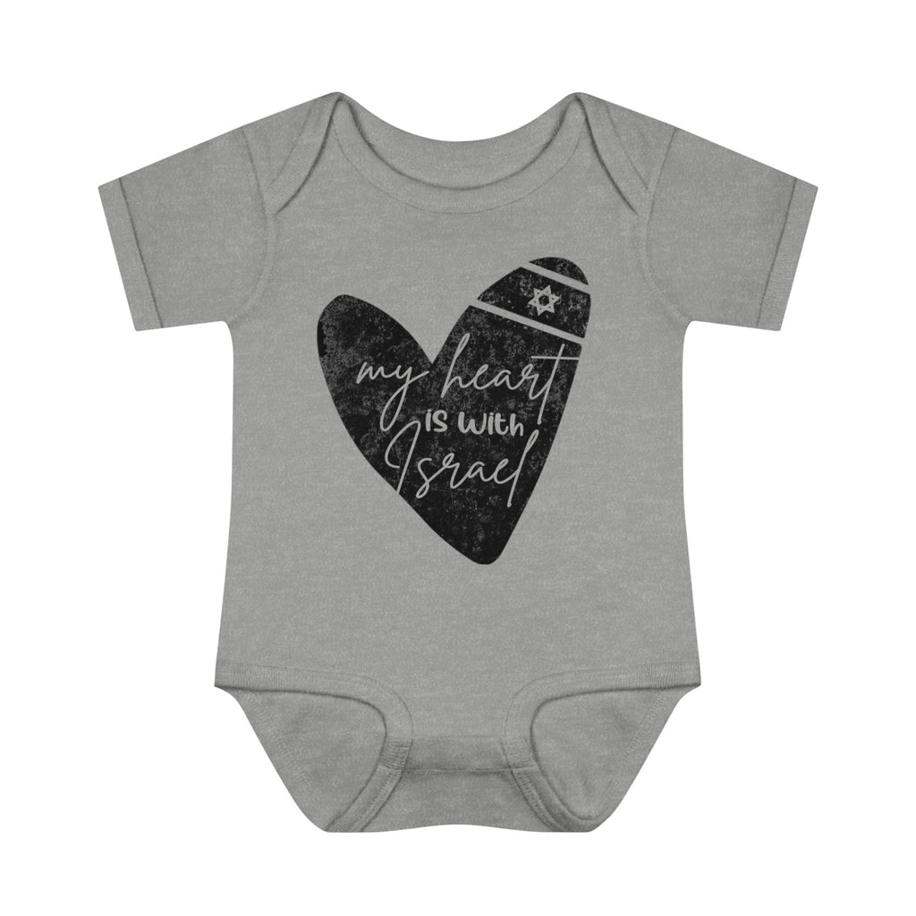 Israel Love Heart Baby Onesie Infant Baby Rib Bodysuit, my heart is with Israel, i stand with Israel, baby gift, jewish gift, israel pride