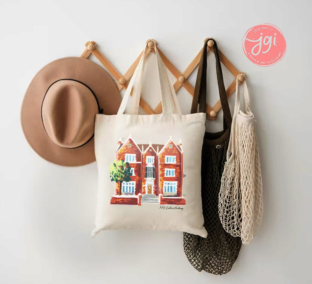 770 Chabad, Eastern Parkway, Tote bag, cotton canvas bag, Tote bag, Aesthetic tote bag, Aesthetic, Gift for her, Art bag, Art, Jewish, Gift