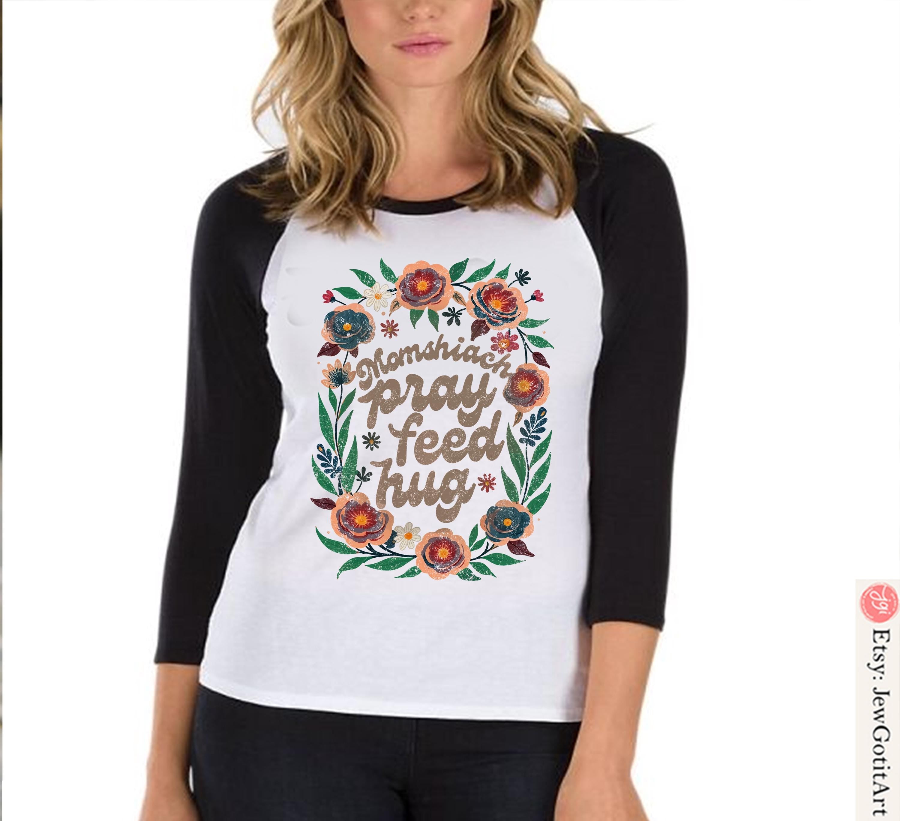 Jewish Mom Shirt Momshiach Pray Feed Hug Tee Jewish T-Shirt for Women Bible Mom Gift Shabbat Shirt Hebrew Jewish Apparel Shirt Israel Shirt