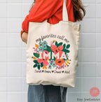 Personalized Imma Mothers Day Tote Bag Design Israeli Artist Israel Art Jewish Flowers Gifts Canvas cotton art Mom gift Mother Grandma
