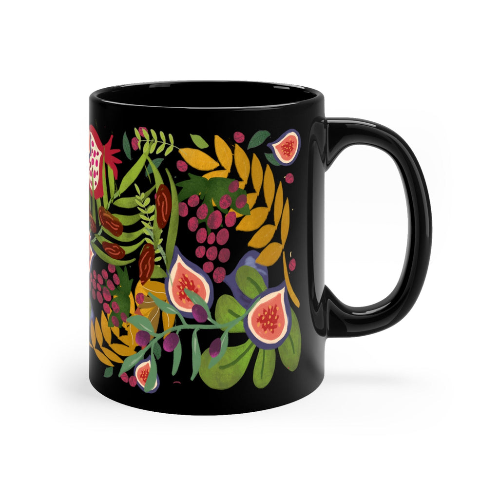 7 Fruits of Israel Black Mug 7 Species of Israel Mug, tea cup coffee Ceramic Mug 11oz 15oz work mug morning mug Jewish gift israeli Artist
