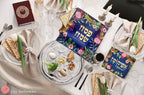 Matzah Set Cover, Afikomen Bag for Pesach Passover 7 Species of Art Israeli Jewish Holiday Decor by Israeli Artist Theme Seder Plate Matza