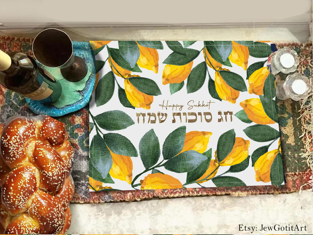 Personalized Sukkot Challah Cover Shabbat Shalom 7 Species Israel Table Runner Jewish Feast Tabernacle Customized Table Decor Jewish gifts