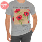 Flower Market T-Shirt Kalanit, flower of ISRAEL Shirt Soft cotton, Tel Aviv, Jewish gift, flowers of the world, Unisex Jersey Short T-shirt
