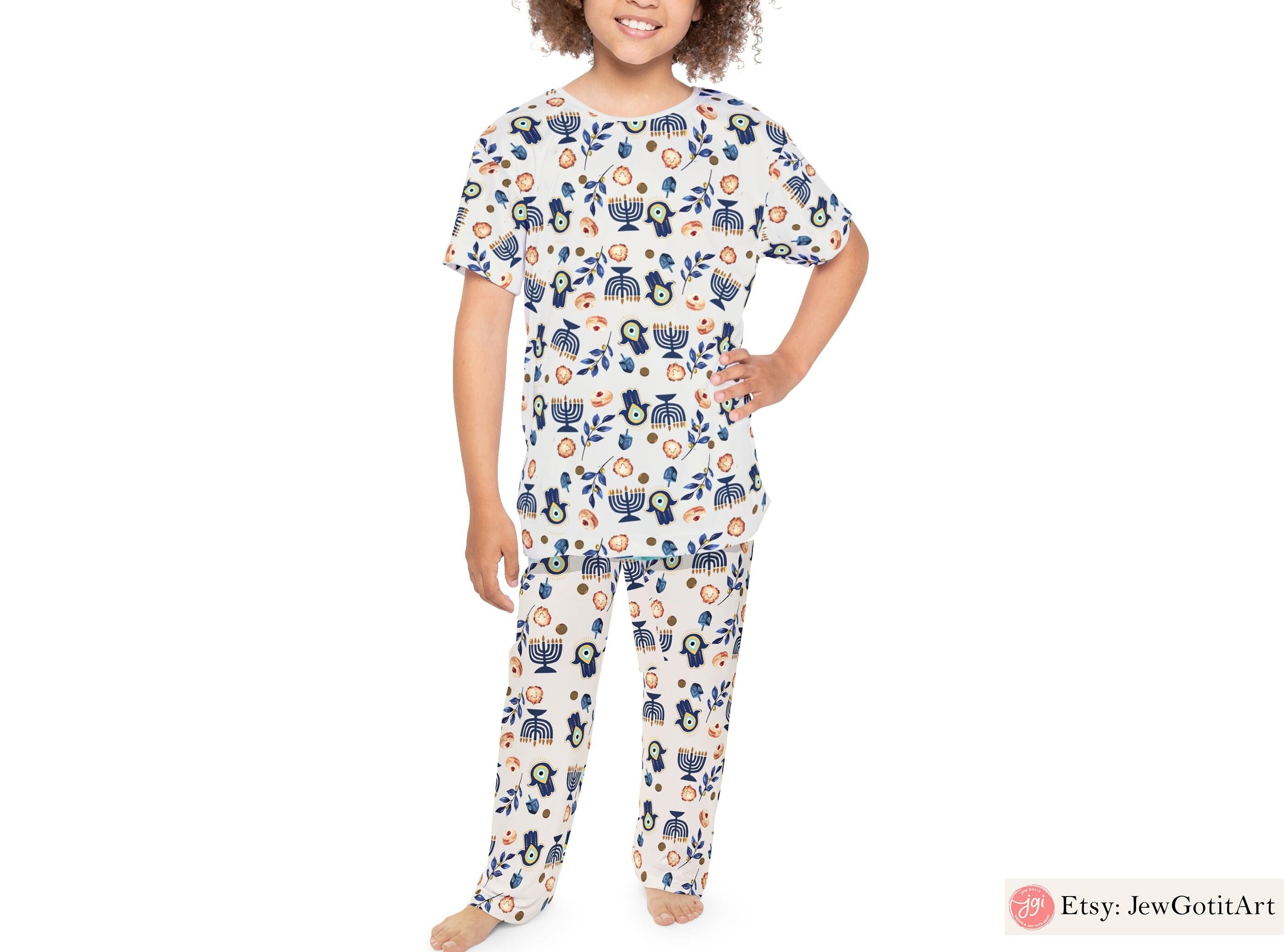 Hanukkah Menorah Hamsa Pajamas Family Matching Kids Menorah Shirt for Women Men Babies Jewish Gift for Chanukah Holiday Onesies Hamsa Shirt