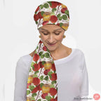 Apple & Honey Scarf Rosh Hashanah Headwrap Floral Fabric Hair Covering Jewish Women’s Accessories Israeli Artist Design Am Yisrael Chai