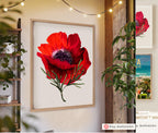 Kalanit Flower Wall Art Israel National Flower Jewish Gift Print Am Yisrael Chai Red poppy Red flower Jewish Gift Israel Art Am Yisrael Chai