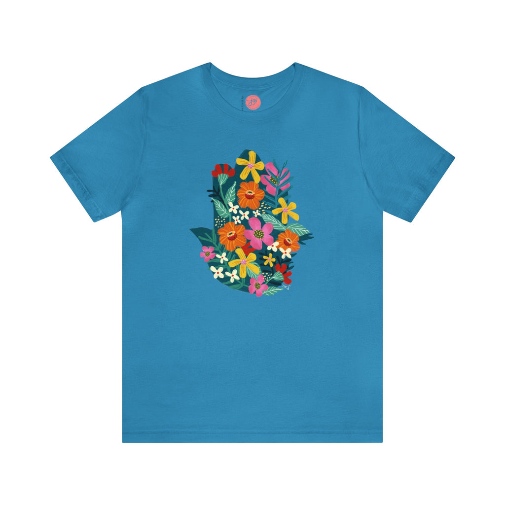 Flower Hasma Shirt, Jewish tshirt, Hebrew shirt, woman shirt, t-shirt women trendy, Vintage Inspired Cotton T-shirt, Unisex Tee flower shirt