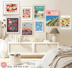 Netanya Beach Painting Print, Wall Art Poster Hebrew Jewish Israel Jewish gift Hand drawn aesthetic Israel prints gifts Israeli Artist City