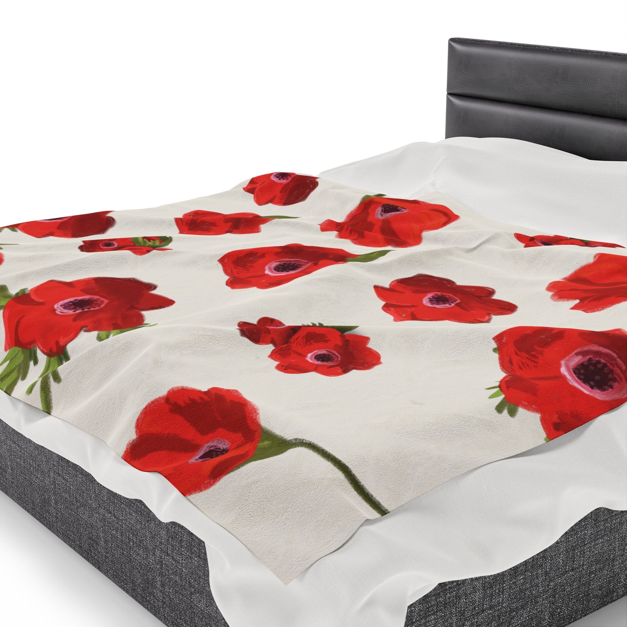Israel Kalanit Flower Blanket Velveteen throw blankets 30x40 50x60 60x80 Art Jewish Holiday Purim Red Gifts gift flowers Israeli Artist