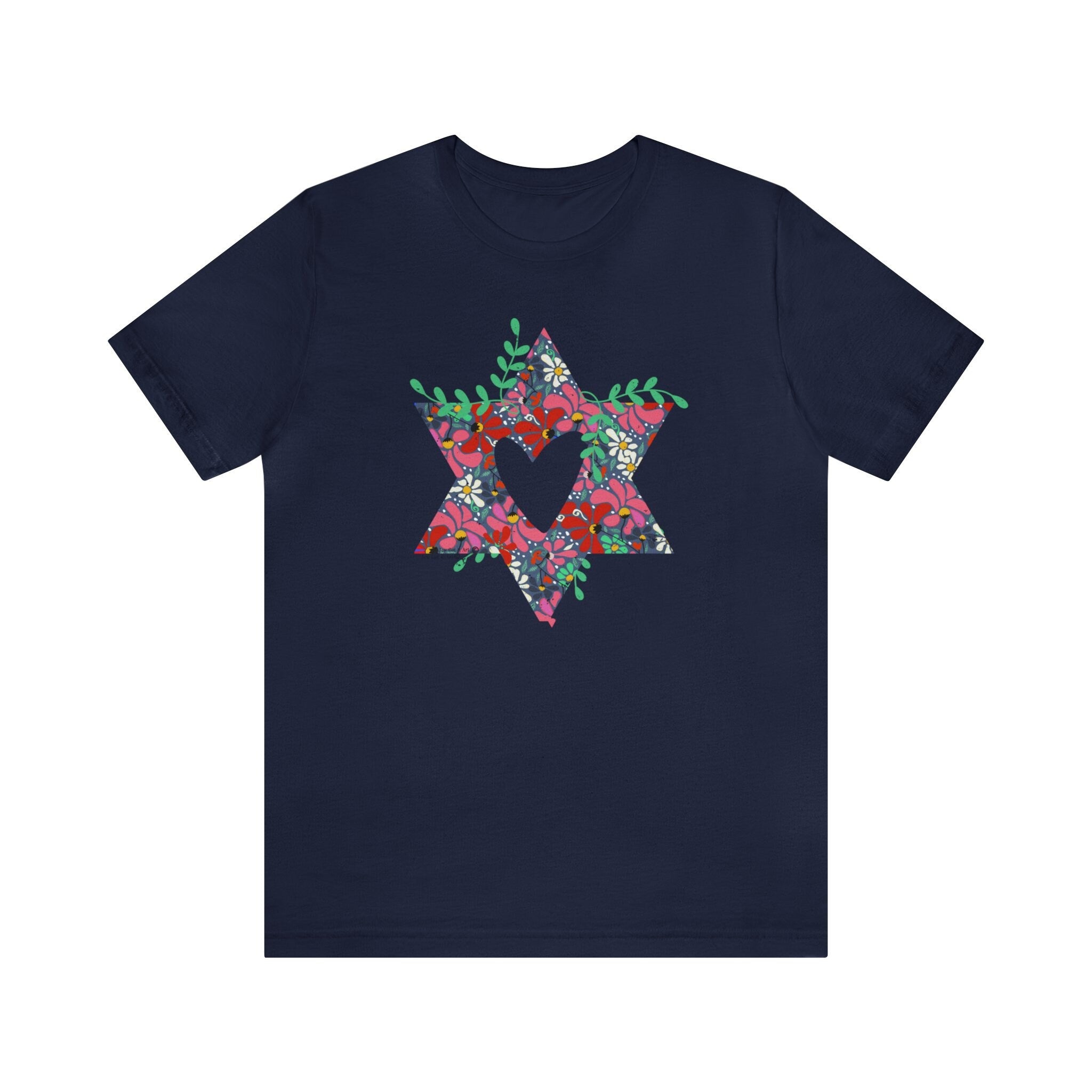 Flower Star David Shirt Unisex Jersey Short Sleeve Graphic Tee, vintage shirt, israel, art, jewish gift Israelite, Israeli Pride, Proud Jew