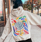 Hanukkah Flower Menorah Hoodie Sweatshirt Unisex Hanukkah Gifts, Am Yisrael Chai Jewish gift Israel art woman shirt kid flower shirt