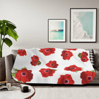 Israel Kalanit Flower Blanket Velveteen throw blankets 30x40 50x60 60x80 Art Jewish Holiday Purim Red Gifts gift flowers Israeli Artist