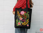 Fruits & Produce of Israel Tote Bag - 7 Species Cotton Shopping Bag, Everyday Jewish Gift for Her with Pomegranate Design Israeli Artist