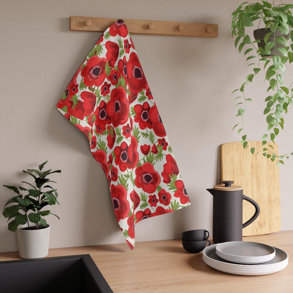 Kalanit Flower Towel Kitchen Israeli Flowers Jewish Holiday cotton towel Israeli Artist Kitchen decor Israeli Artist gift Rosh Hashanah