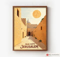 Jerusalem Israel Wall Art Old City Print Framed Poster Jewish Gift Am Yisrael Chai Judaica Art Jewish Decor Israel Art Israeli Artist Prints