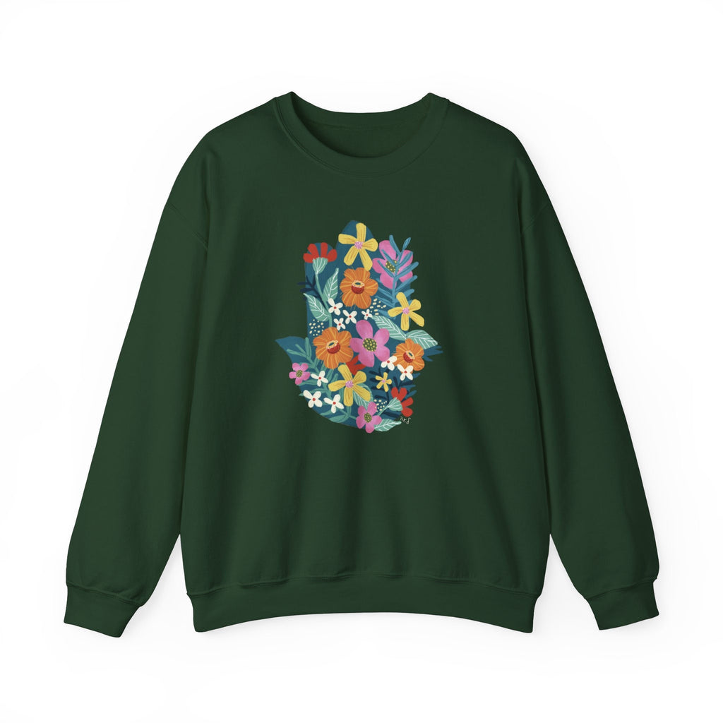 Flower Hasma Sweater Sweatshirt Jewish Gift Hebrew shirt woman clothes Israeli Israel art women trendy, Vintage Inspired Unisex Flowers gift