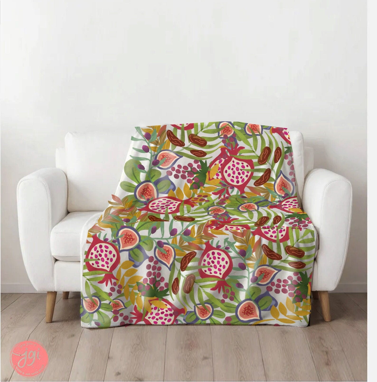 7 Species of Israel Blanket Velveteen Plush, throw blankets, 30x40 50x60 60x80 Israel Art Jewish Hanukkah Gifts gift Fruit Pomegranate chai