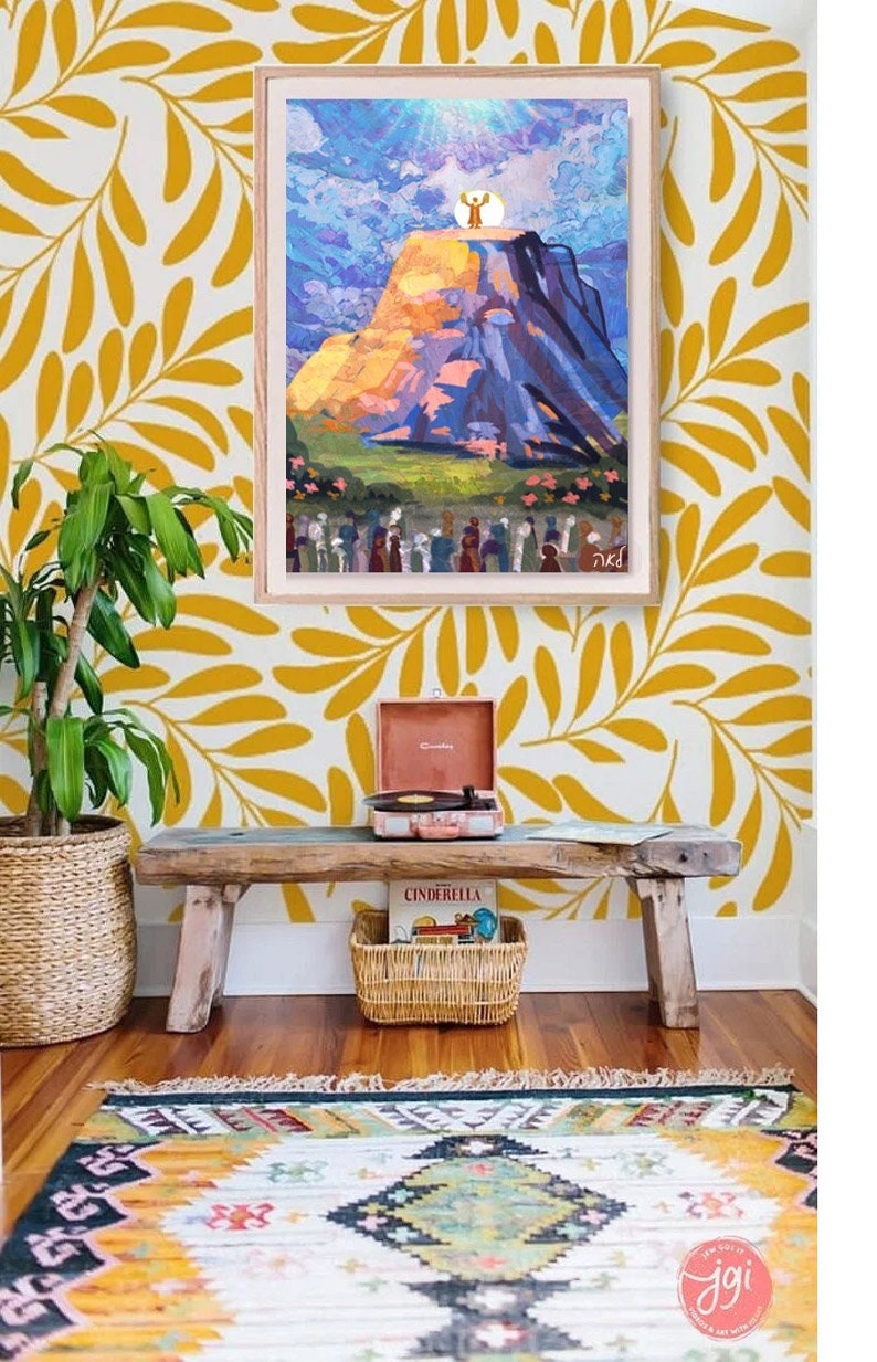 Mt. Sinai Art Print Wall Art Poster Print Israel Jewish gift Hand drawn Shavuot Holiday Art Am Yisrael Chai gifts Mount Sinai Israeli Artist