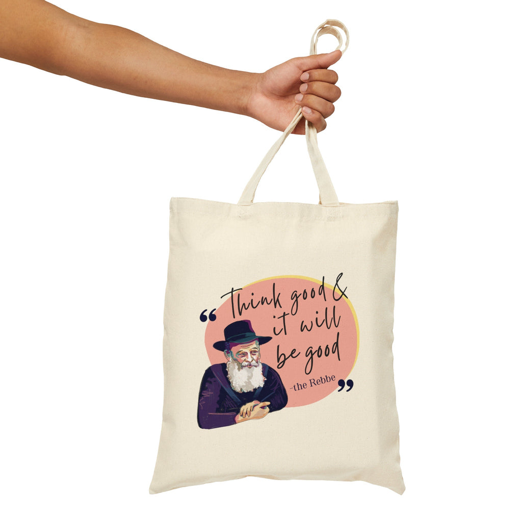 Rebbe Art Bag, quote bag, think good and it will be good, bag, Tote bag, canvas bag, Rebbe art, Rebbe photo, Aesthetic, Jewish, Art, gift