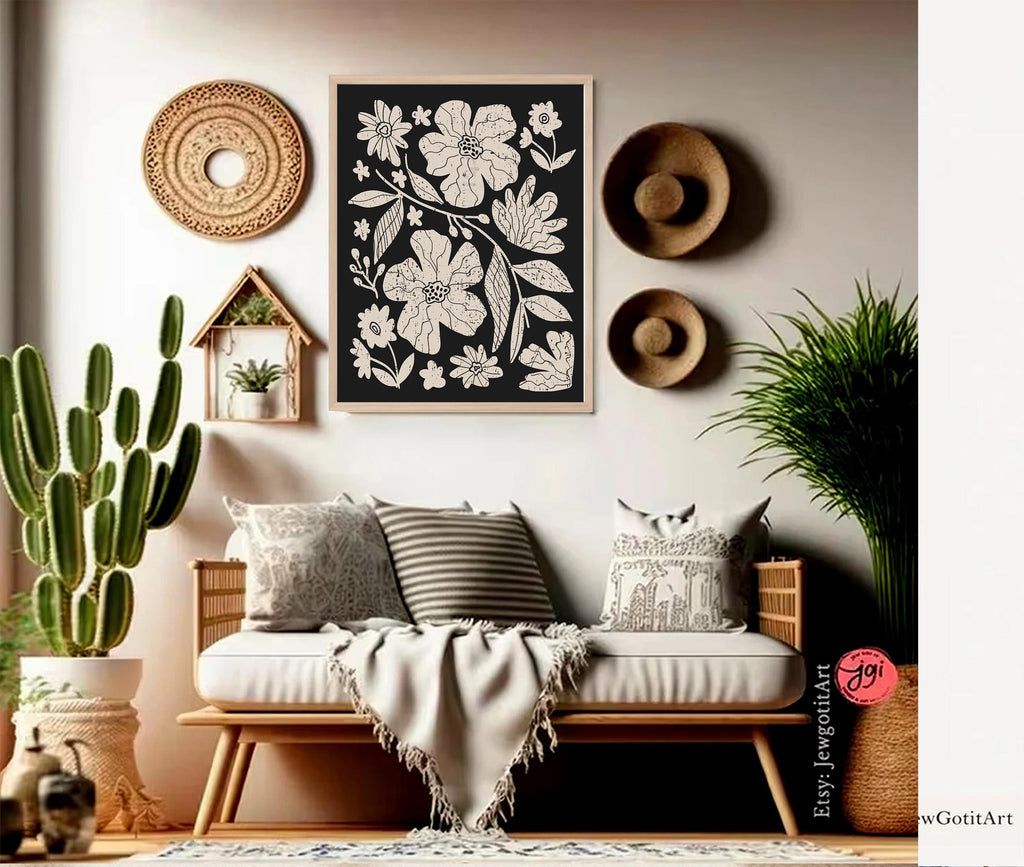 Flower Market Wall Art Poster Israeli Artist Gift Jewish Pride Apparel Am Yisrael Chai Flowers Art Design Hebrew Living room Kitchen Decor