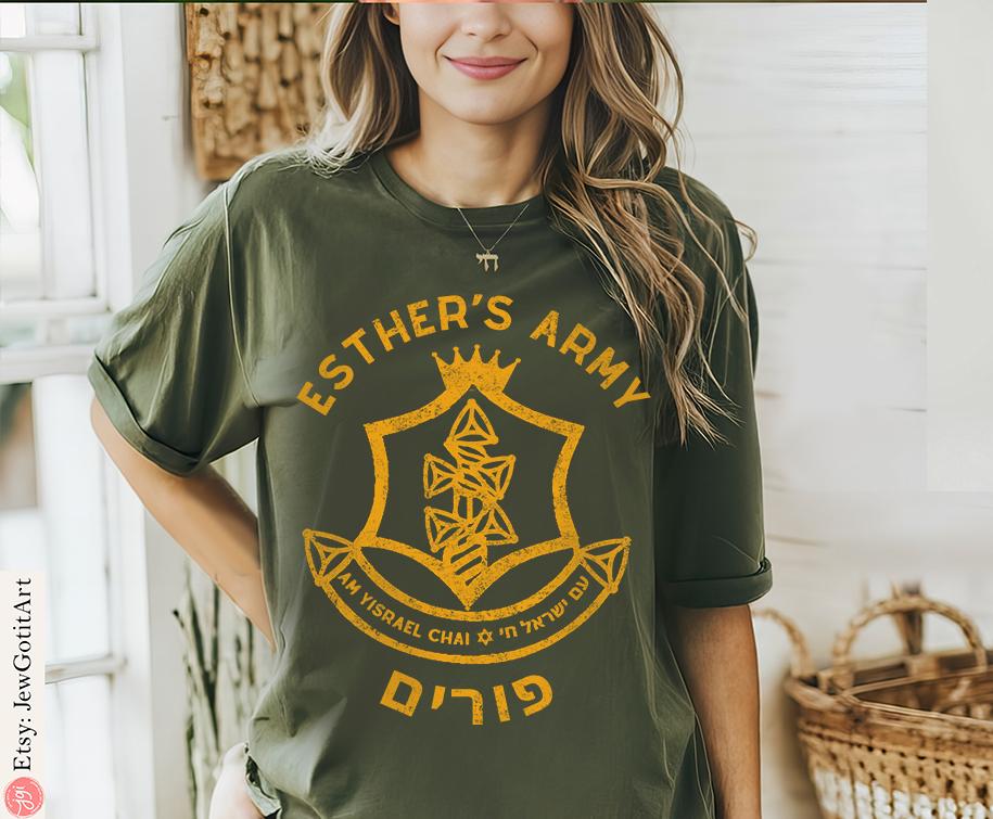 Purim Esther IDF Sweatshirt Purim Costume Israeli Artist Jewish Holiday Gift | Am Yisrael Chai Hamantaschen T-Shirt Purim Gift Purim Shirt