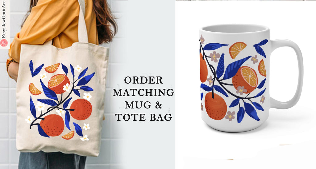 Yafo Jaffa Israeli Oranges Mug 11oz 15oz Am Yisrael Chai, jewish art coffee cup Ceramic Mug Israel jewish gift Rosh Hashanah Gift Israel Art