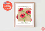 Flower Market Kalanit Flower of Israel Wall Art Poster Print Israel Jewish gift Hand drawn Flowers Art Yisrael Chai gifts Israeli Artist