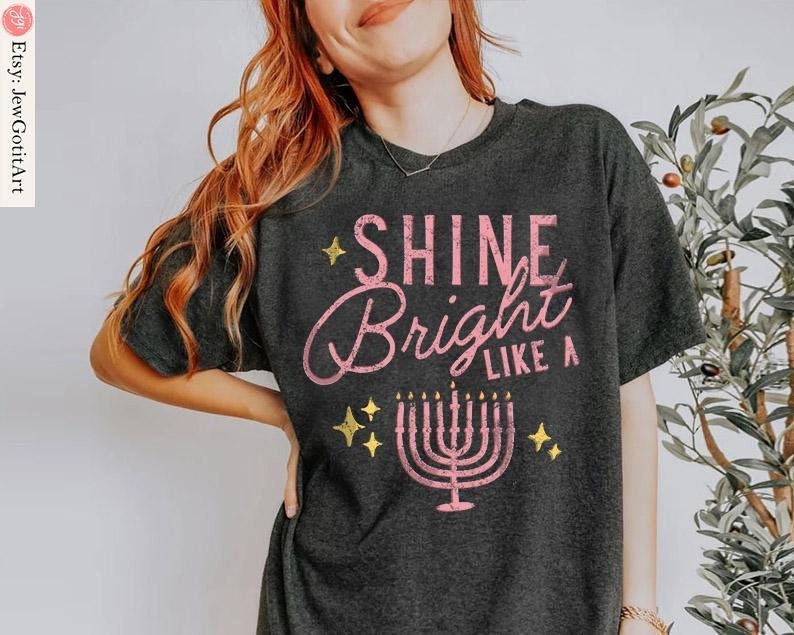 Menorah Hanukkah Tshirt unisex Menorahs Shirt woman, man shirt, jewish gift, Israel, Design Jewish Shirt Chanukah Israeli Artist Holiday