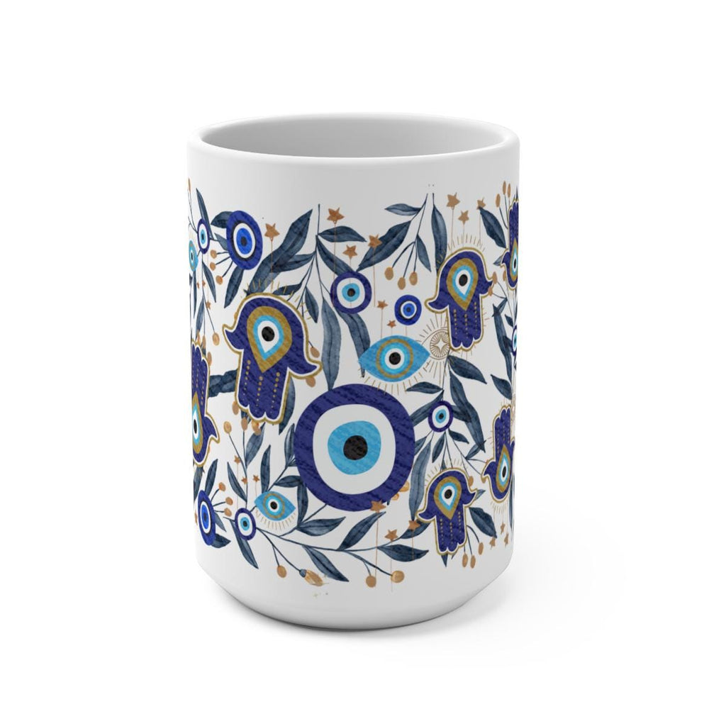 Evil Eye Hamsa Mug 11oz 15oz Am Yisrael Chai, jewish art coffee cup Ceramic Mug Israel jewish gift Rosh Hashanah Gift Israeli Eyes Art