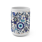 Evil Eye Hamsa Mug 11oz 15oz Am Yisrael Chai, jewish art coffee cup Ceramic Mug Israel jewish gift Rosh Hashanah Gift Israeli Eyes Art