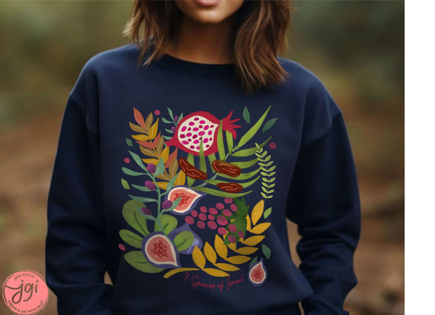 Fruits & Produce of Israel Sweatshirt 7 species fruit sweater woman man jewish gift Israel Design Hanukkah Sweater, Gift for her Crewneck